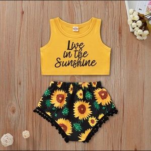 Bohemian Baby Girl Sunflower Print Set